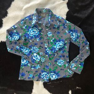 Vintage 1960s Checkers and Florals Dayglo Top